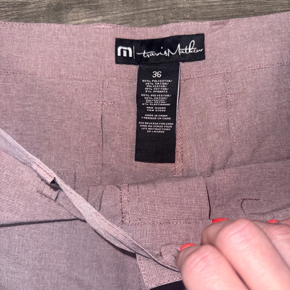 TravisMathew‎ Golf Shorts 36 Red Pink Performance Stretch Casual Chino - Picture 3 of 5
